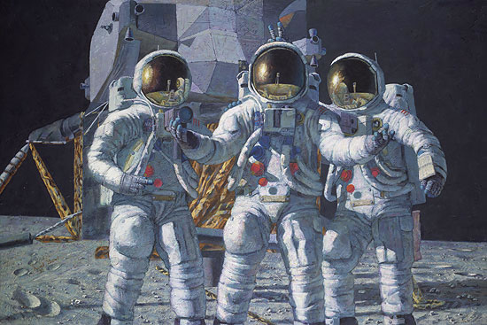 "Conrad, Gordon and Bean The Fantasy" - Alan Bean - Apollo 9 NASA Art